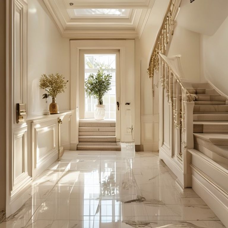 Pristine home entryway and staircase